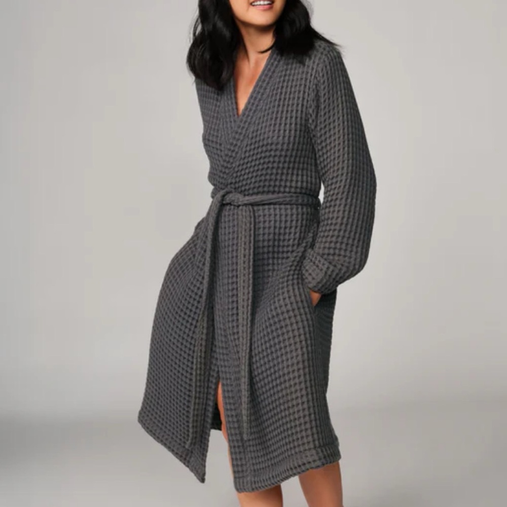 Brooklinen Dreamweave Gray Waffle Robe Size Small
